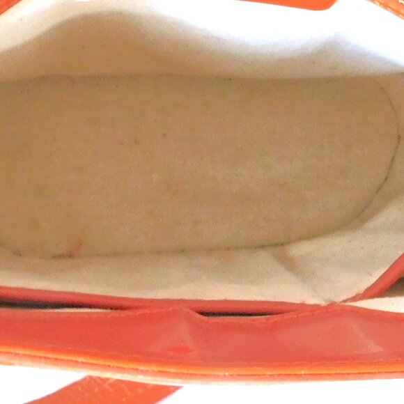 Medium Michael Kors Orange Patent Leather & Straw Tote Handbag Purse - Picture 9 of 13